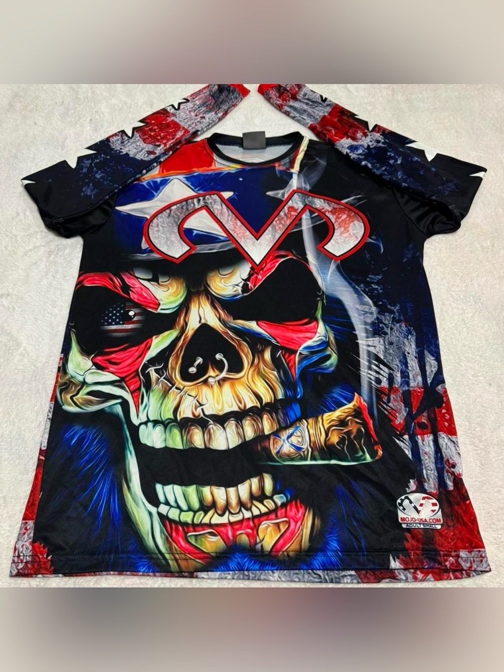 Mojo USA Black Multicolor Skull Graphic Long Sleeve Shirt
